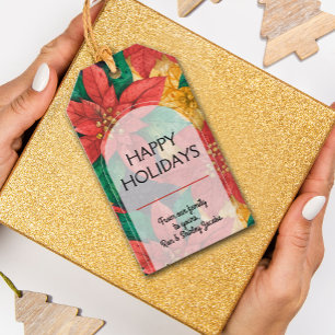 Red Poinsettias Floral Christmas Geschenkanhänger