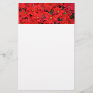 Red Poinsettias I Christmas Holiday Floral Foto Briefpapier