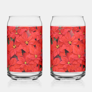 Red Poinsettias I Christmas Holiday Floral Foto Dosenglas