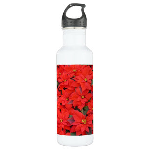 Red Poinsettias I Christmas Holiday Floral Foto Edelstahlflasche