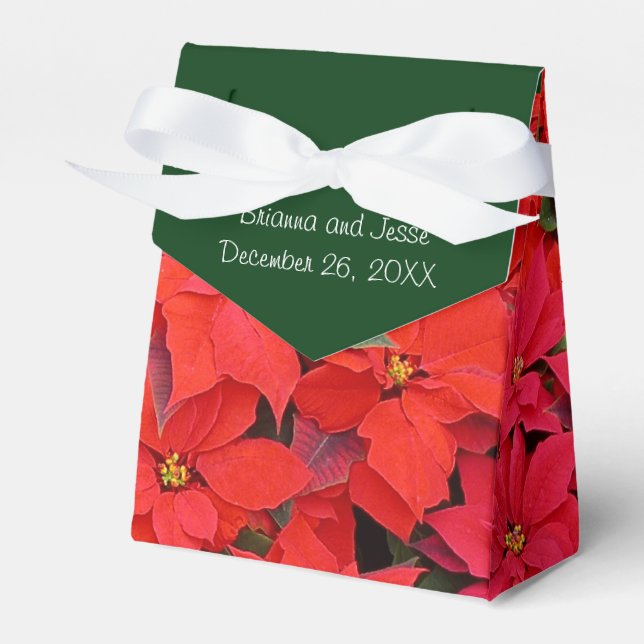 Red Poinsettias I Christmas Holiday Floral Foto Geschenkschachtel (Vorderseite)