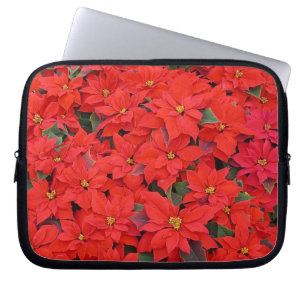 Red Poinsettias I Christmas Holiday Floral Foto Laptopschutzhülle