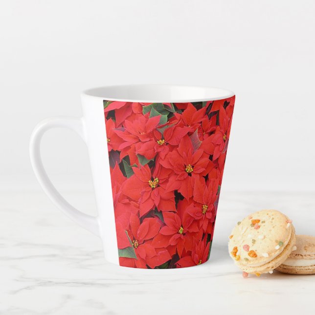 Red Poinsettias I Christmas Holiday Floral Foto Milchtasse (Beispiel)