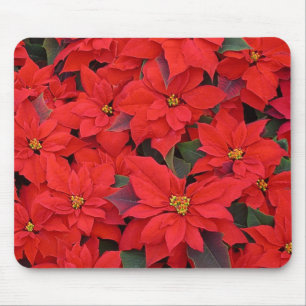 Red Poinsettias I Christmas Holiday Floral Foto Mousepad