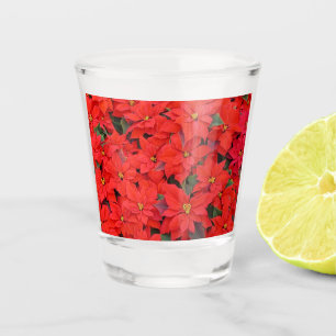 Red Poinsettias I Christmas Holiday Floral Foto Schnapsglas