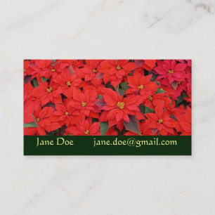 Red Poinsettias I Christmas Holiday Floral Foto Visitenkarte
