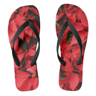 Red Poinsettias II Weihnachtsfeiertage Flip Flops