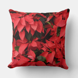 Red Poinsettias II Weihnachtsfeiertage Kissen