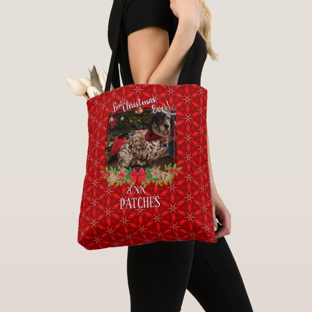 Red Poinsettias Pet Foto Tasche (Von Nahem)