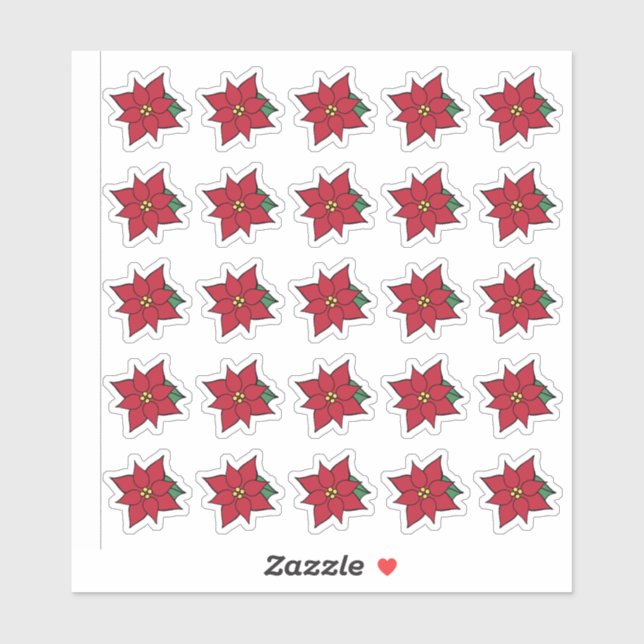 Red Poinsettias Stickers  (Feuille)