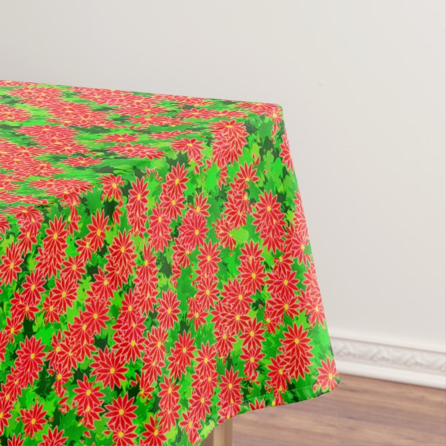 Red Poinsettias und Green Holly Tischdecke (Beispiel)