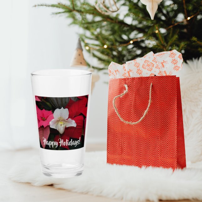 Red Poinsettias und Lady Slipper Orchid Holiday Glas (In Situ Holidays)