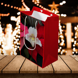 Red Poinsettias und Lady Slipper Orchid Holiday Mittlere Geschenktüte