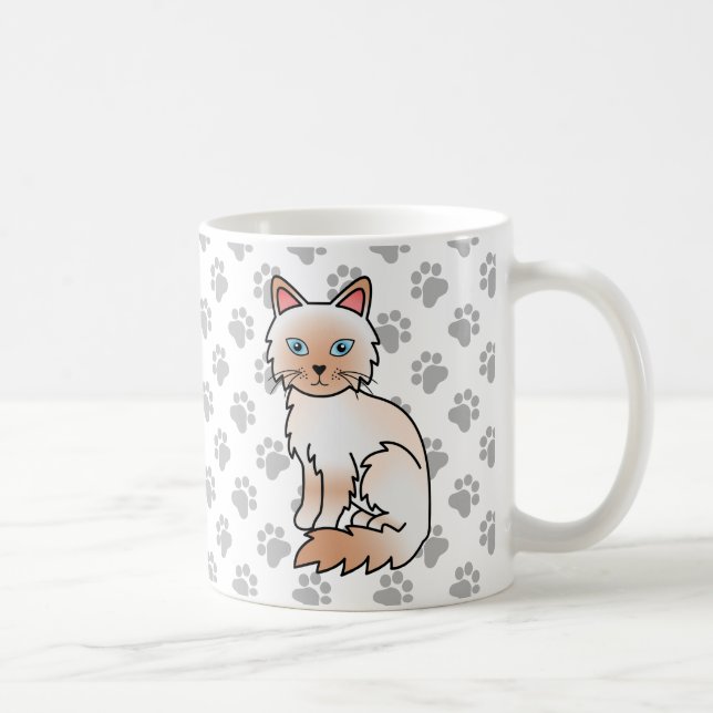 Red Point Birman / Ragdoll Cartoon Cat & Paws Kaffeetasse (Rechts)