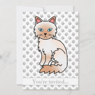 Red Point Birman/Ragdoll Cat Birthday Party Einladung