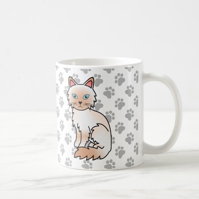 Red Point Birman / Ragdoll Niedlich Cat & Paws Kaffeetasse (Rechts)
