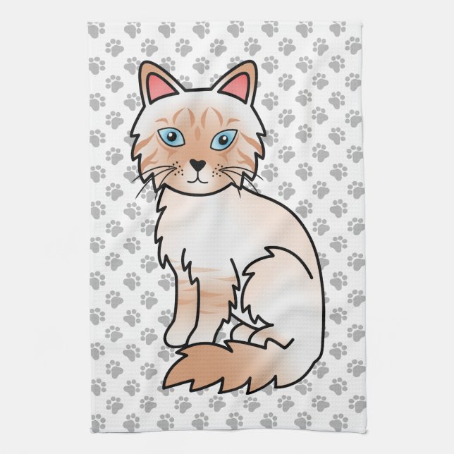 Red Point Tabby Birman / Ragdoll Niedlich Cat & Pa Geschirrtuch (Vertikal)