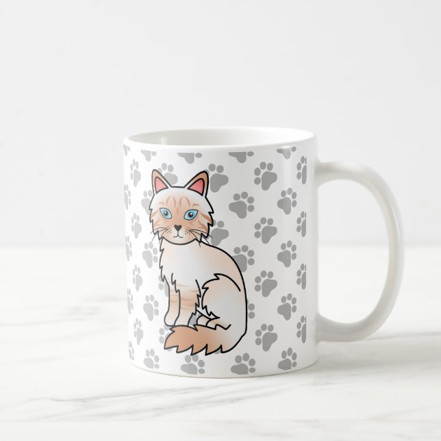 Red Point Tabby Birman / Ragdoll Niedlich Cat & Pa Kaffeetasse (Rechts)