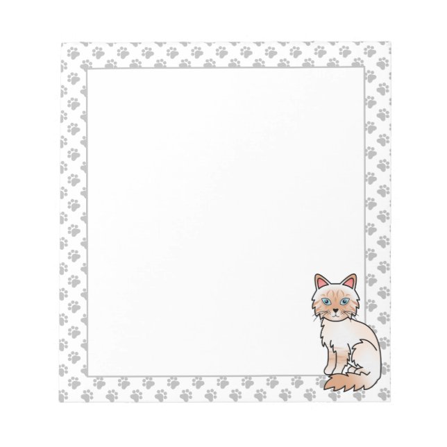 Red Point Tabby Birman / Ragdoll Niedlich Cat & Pa Notizblock (Vorderseite)