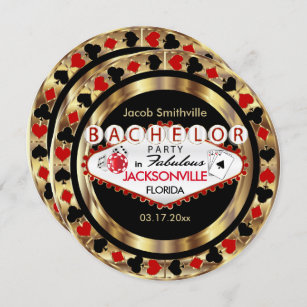Red Poker Chip Bachelor Party - DIY City & Staat Einladung