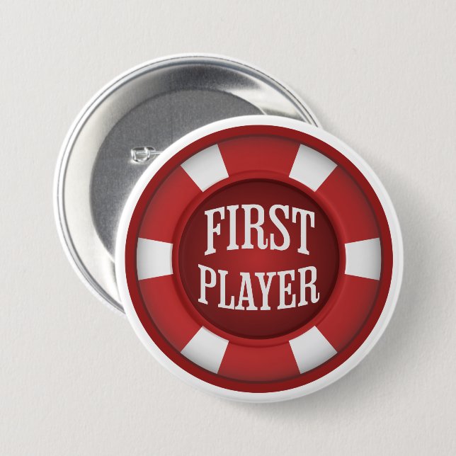 Red Poker Chip Erster Spieler Brettspiel Button (Vorne & Hinten)