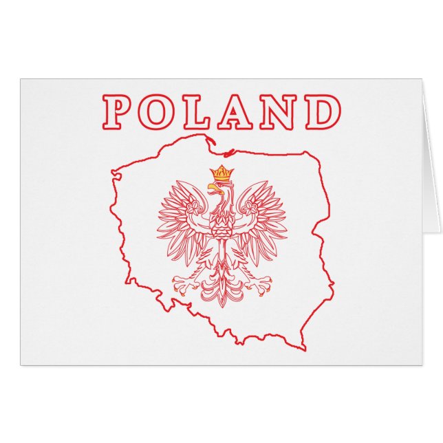 Red Poland Karte mit Eagle (Vorderseite (Horizontal))