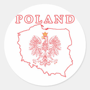 Red Poland Karte mit Eagle Runder Aufkleber