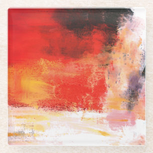 Red Polar - Abstrakte Kunstmalerei Glasuntersetzer