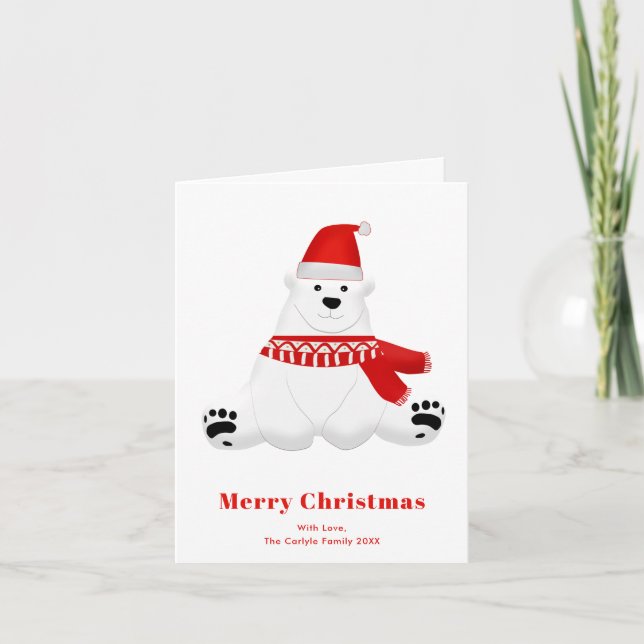 Red Polar Bear Niedlich Weihnachten (Vorderseite)