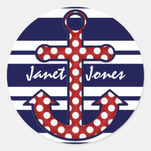 Red Polka Dot Anchor Stickers