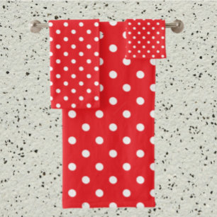 Red Polka Dot Badhandtuch Set