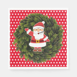 Red Polka Dot Father Christmas Paper Napkins Serviette