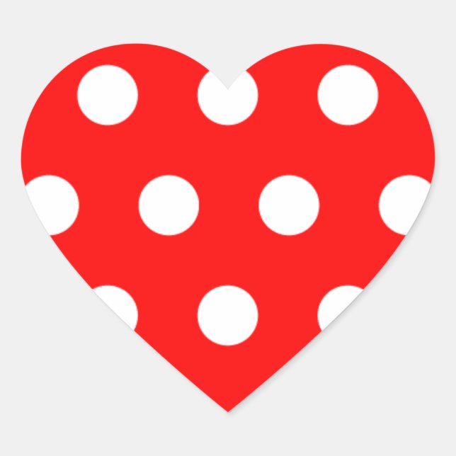 Red Polka Dot Herz-Aufkleber (Vorderseite)