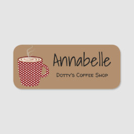 Red Polka Dot Kaffee Cup Namensschild