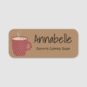 Red Polka Dot Kaffee Cup Namensschild