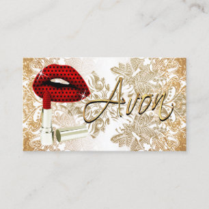 Red Polka Dot Lips & Gold - Carte de visite