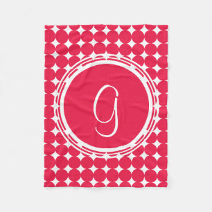 Red Polka Dot Monogram Fleecedecke