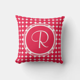 Red Polka Dot Monogram Kissen