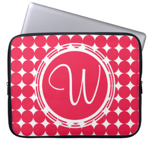 Red Polka Dot Monogram Laptopschutzhülle