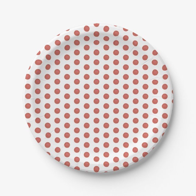Red Polka Dot Pattern auf White Simple Minimalisti Pappteller (Vorderseite)