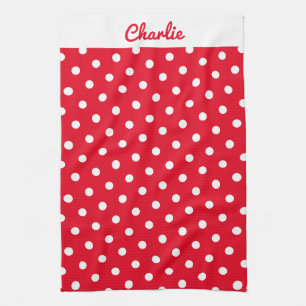 Red Polka Dot Pattern Stilvolle Personalisierte Kü Geschirrtuch