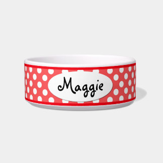 Red Polka Dot Personalisiert Small Dog Bowl Napf