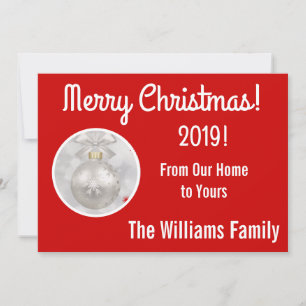 Red Polka Dot & Snowflake Ornament Weihnachtskarte Dankeskarte