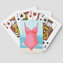 Red Polka Dot Swimsuit and Beach Playing Cards Spielkarten
