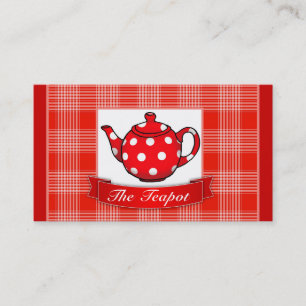 Red Polka Dot Teapot Café Visitenkarte