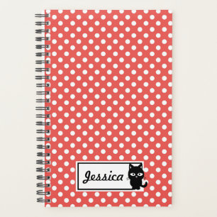 Red Polka Dot und Black Cat Personalisiert Planer