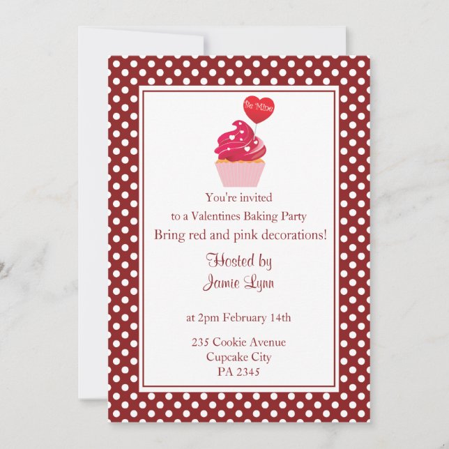 Red Polka dot valentine's day party Invitation (Devant)