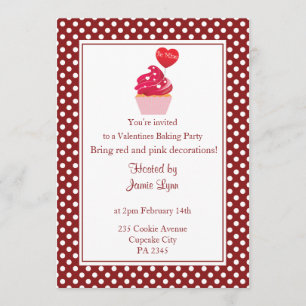 Red Polka dot valentine's day party Invitation