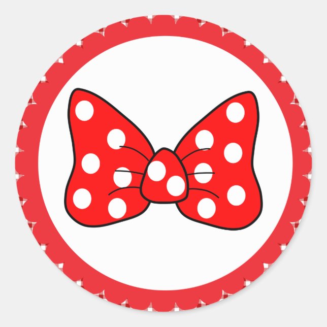 Red Polka Dots Bow auf weißem Hintergrund Classic  Runder Aufkleber (Vorderseite)