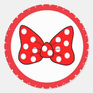 Red Polka Dots Bow auf weißem Hintergrund Classic  Runder Aufkleber